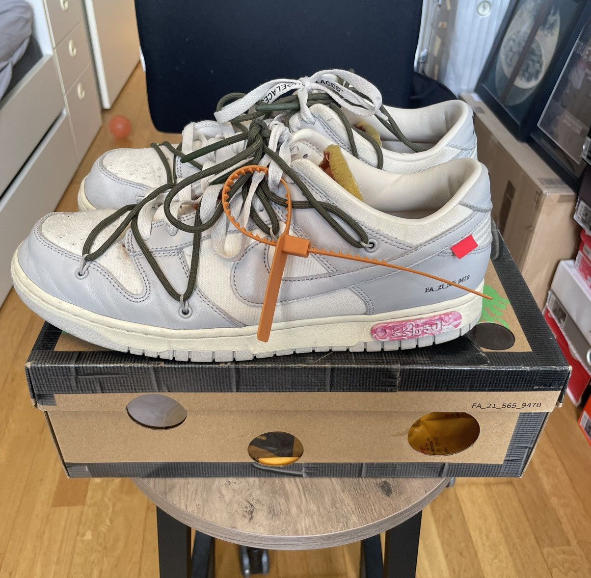 Nike × Off-White 100% Original Nike x Off-White Dunk Low Lot 22 of 50 Virgil Size US 12 / EU 45 - 3 Thumbnail