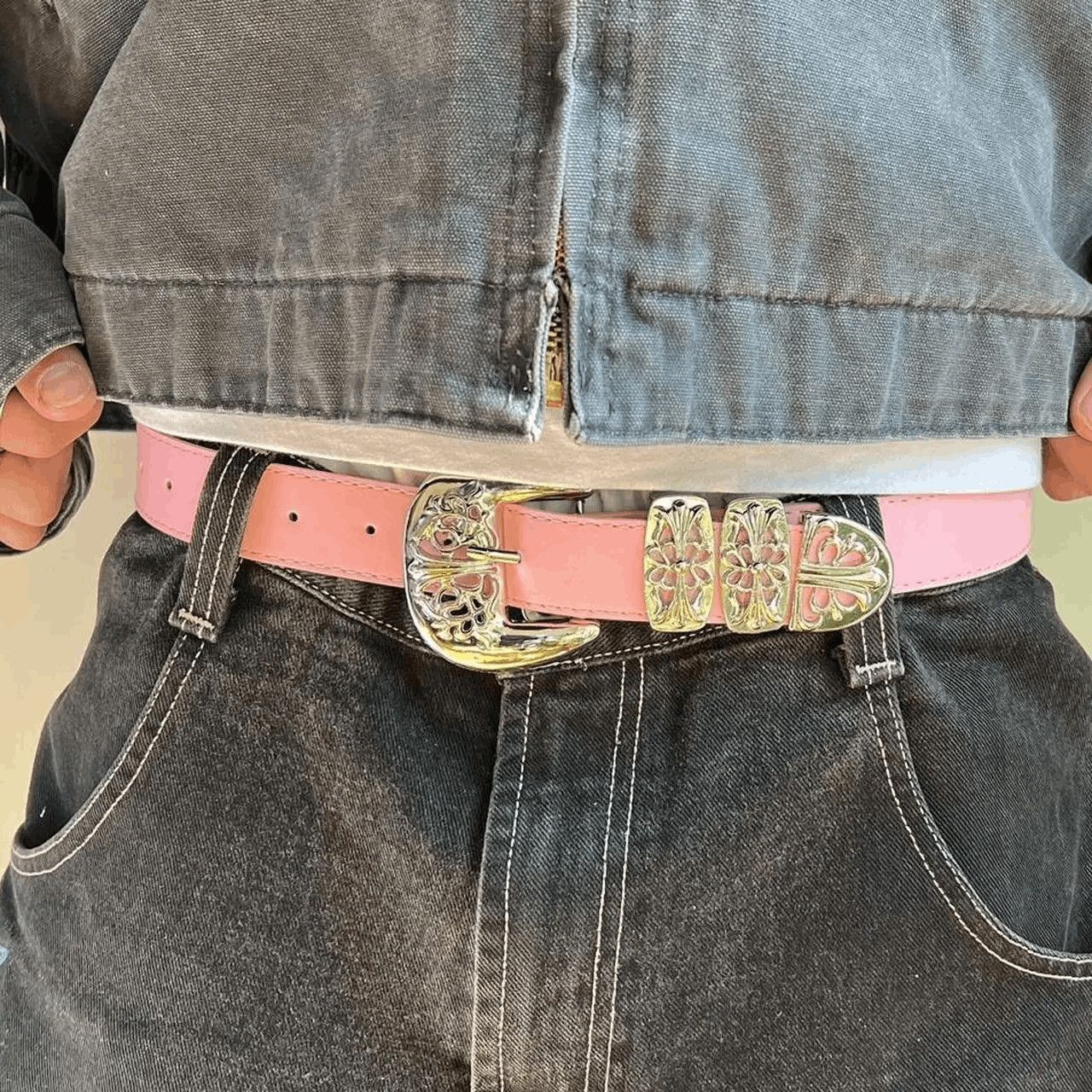 Cowboy Equipment vintage buckle pink american western design belt Size ONE SIZE - 5 Thumbnail