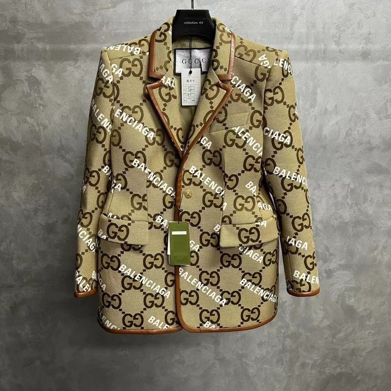 Gucci Gucci The latest brown full-print logo suit jacket 2501-Nex Size US M / EU 48-50 / 2 - 1 Thumbnail