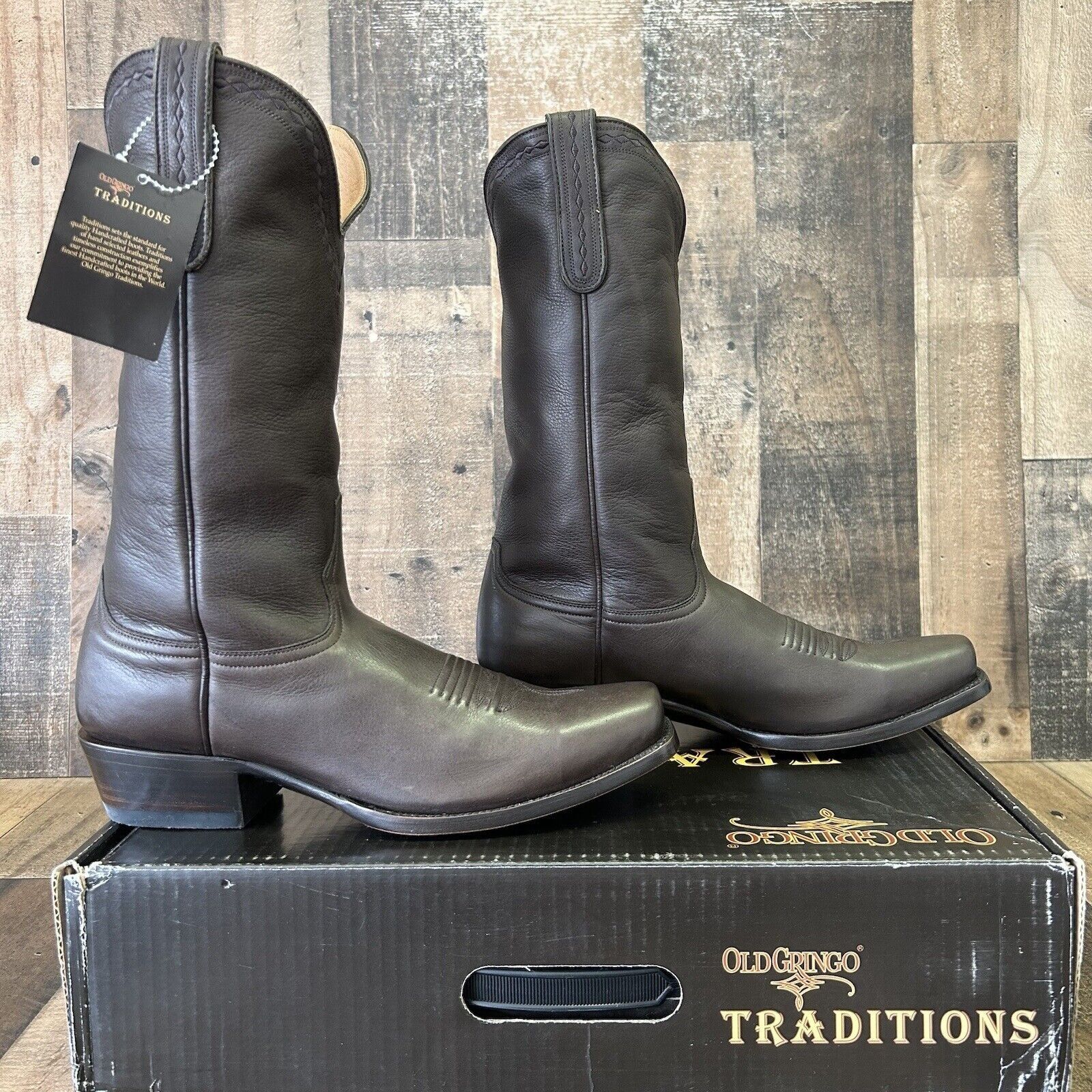 image of Old Gringo Vidor Stitch Collar 13” Mtm2655-1 Cowboy Boot 9 D in Brown, Men's