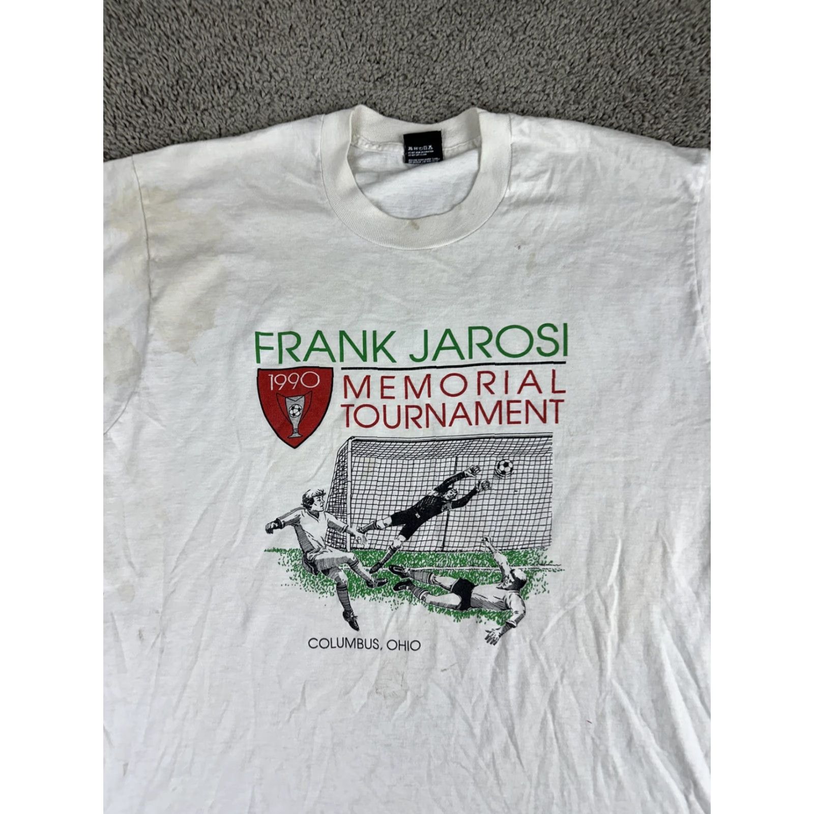 Vintage VINTAGE Frank Jarosi Memorial Tournament Shirt Mens XL White Soccer Columbus 1990 90s Size US XL / EU 56 / 4 - 3 Thumbnail