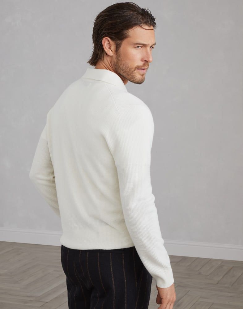 Brunello Cucinelli o1w1db10825 Polo Cashmere Sweater in White Size US S / EU 44-46 / 1 - 4 Thumbnail