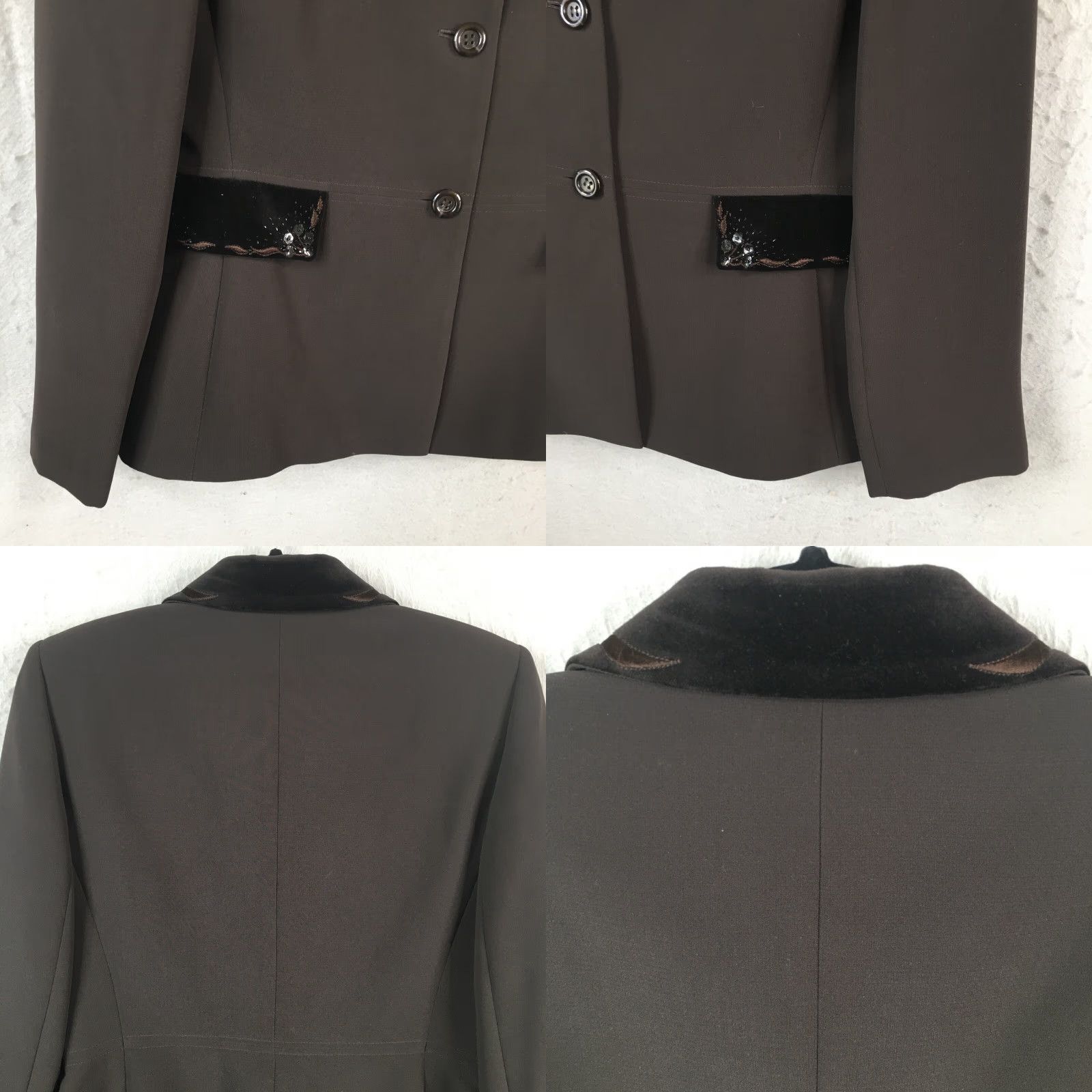 Vintage VINTAGE Tahari Blazer Womens 10P Petite Brown Velvet Beaded Embroidered Jacket - 0? Size L / US 10 / IT 46 - 9 Thumbnail