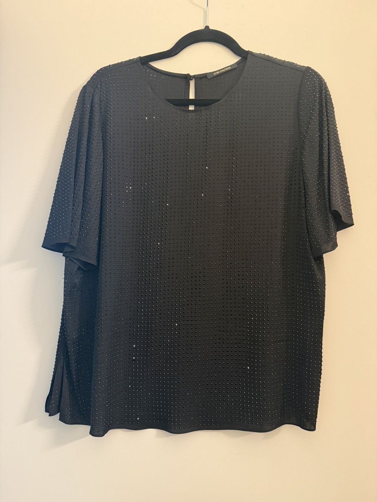Kobi Halperin Beautiful Classy Sparkle Blouse in Black, Women's (Size Large)