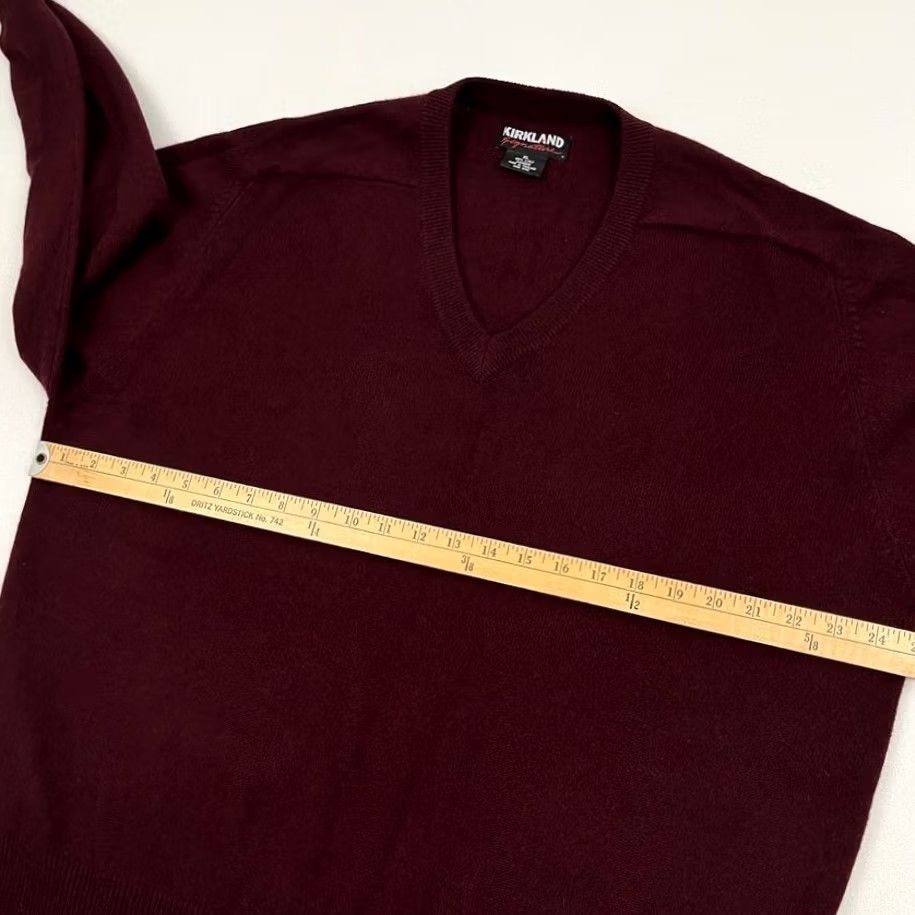 Vintage Kirkland Signature Sweater Mens XL Red Cashmere Burgundy Maroon Knit Ply Neck Size US XL / EU 56 / 4 - 5 Thumbnail