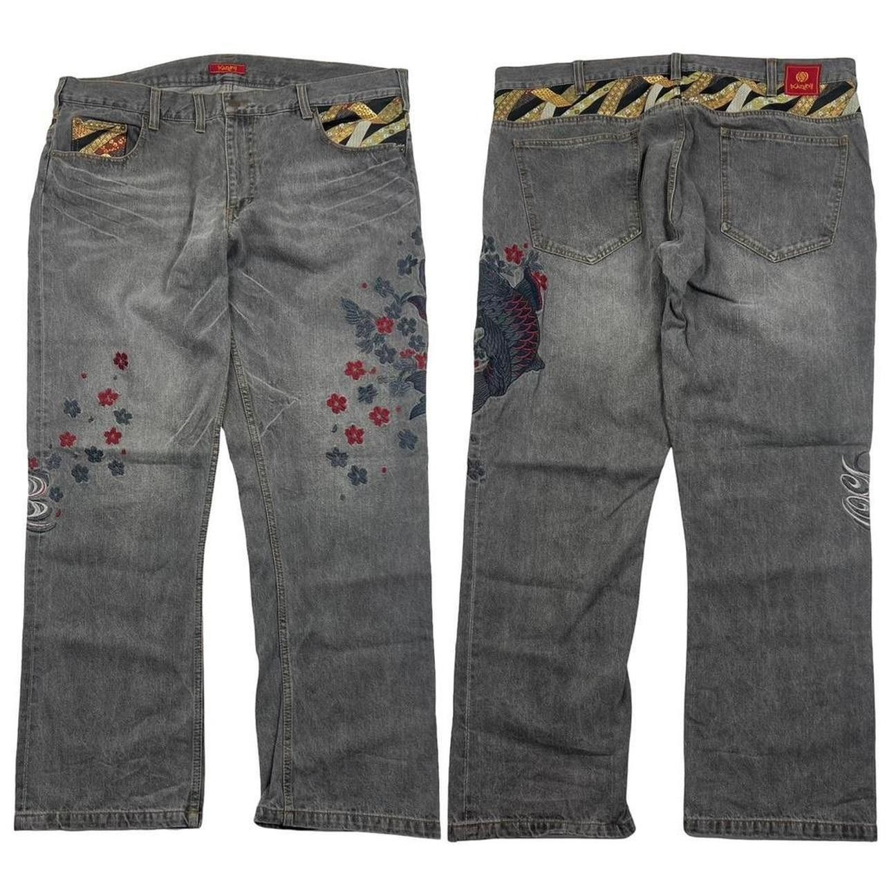 Japanese Brand Vintage Embroidered Koi Fish Japanese Denim Jeans Waist 42” Size US 42 / EU 58 - 1 Thumbnail