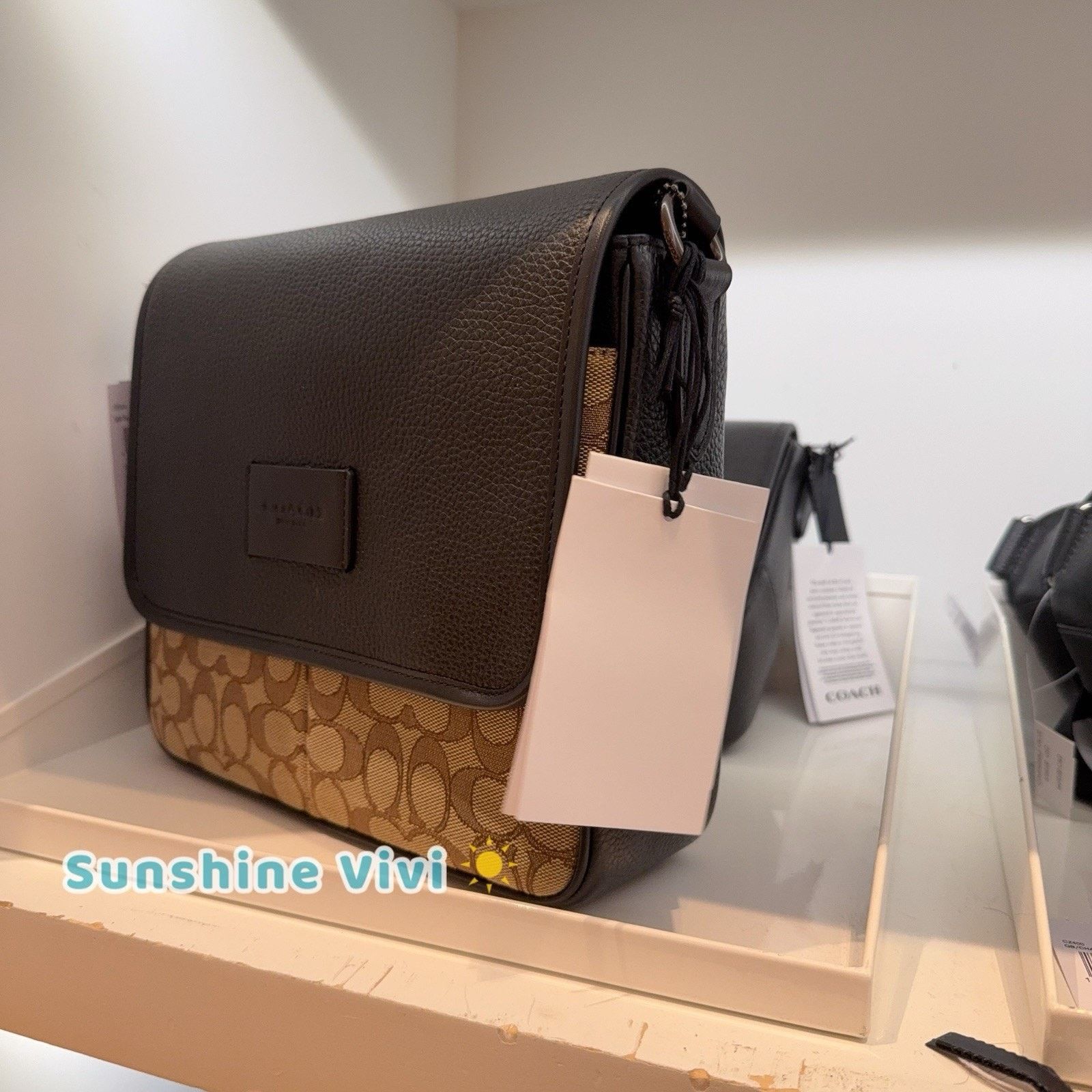 Coach NWT COACH Sprint Map Bag 25 Signature CE534 Tan/Black Size ONE SIZE - 5 Thumbnail