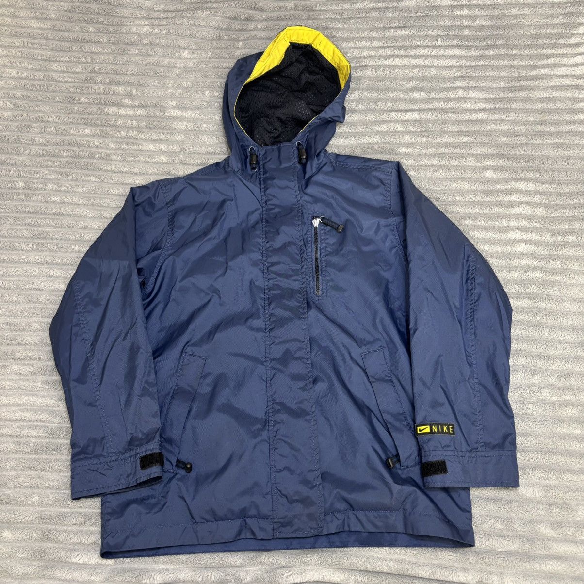 Nike Vintage 90s Nike Jacket Blue & Yellow hooded Nike Jacket Size US L / EU 52-54 / 3 - 1 Thumbnail