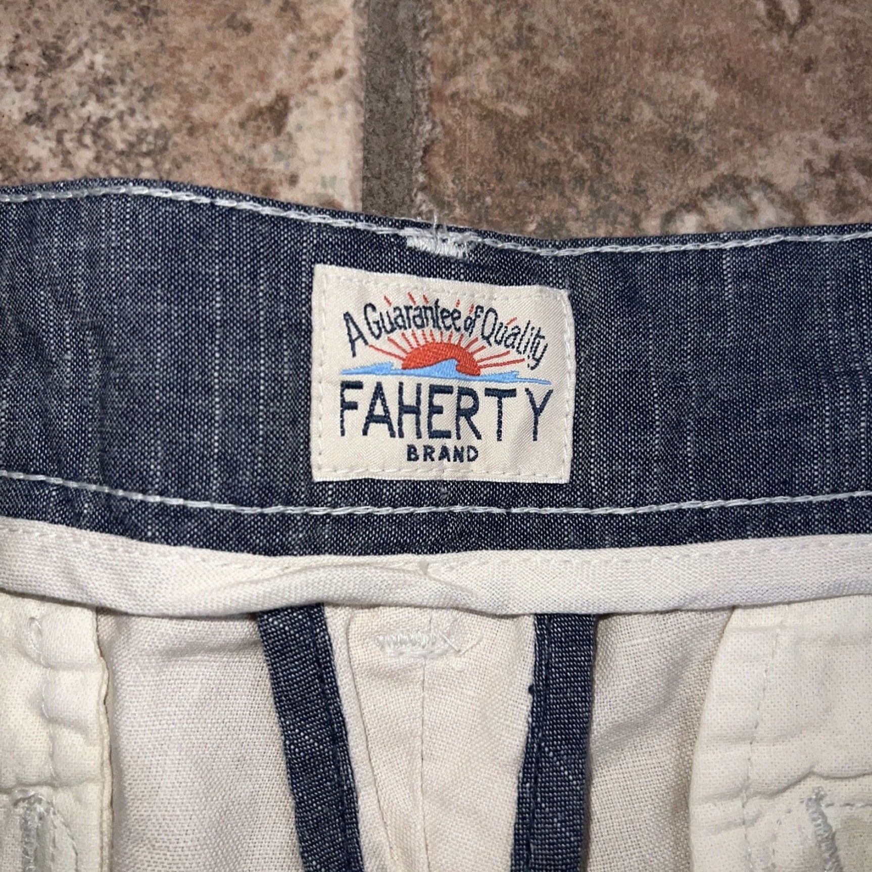 Faherty Faherty Brand Shorts Mens Size 38 Beige Linen Blend Chino - Mens Size US 38 / EU 54 - 3 Thumbnail