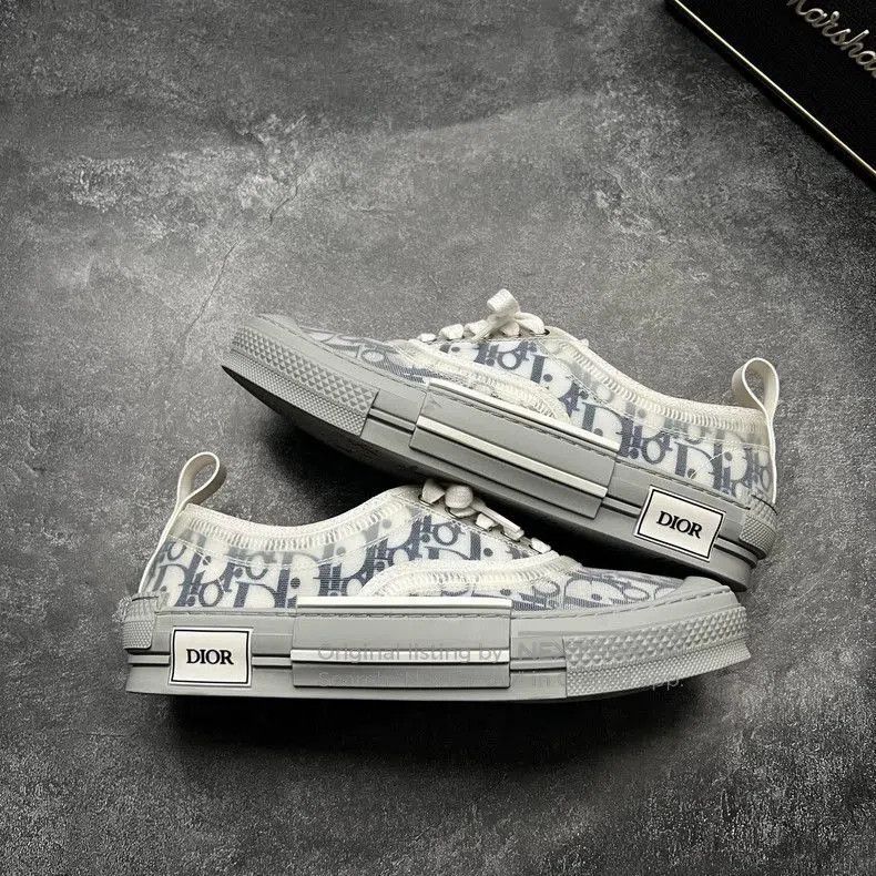 Dior DIOR B23 Gray White Blue Print Sneakers. Size US 10 / EU 43 - 4 Thumbnail