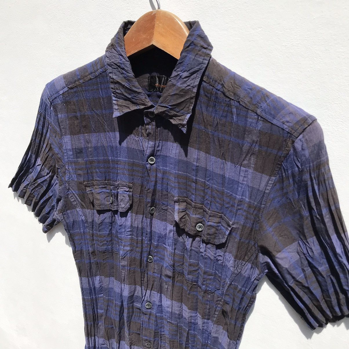 Vintage Tete Homme Issey Miyake Pleated Shirt Tete Homme Sun Faded Size S / US 4 / IT 40 - 7 Thumbnail