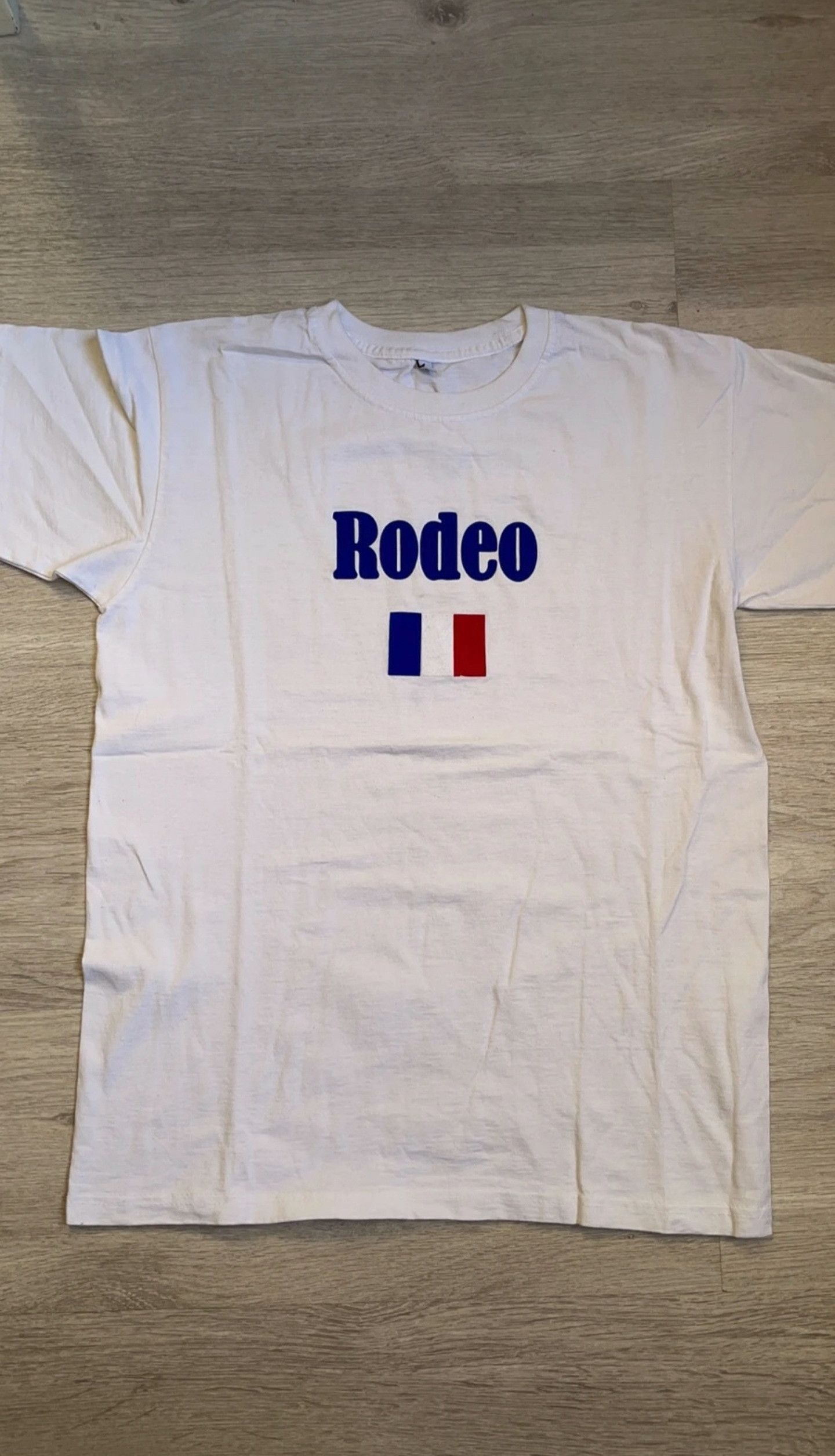 image of Travis Scott Rodeo Paris T Shirt in White, Men's (Size Small)