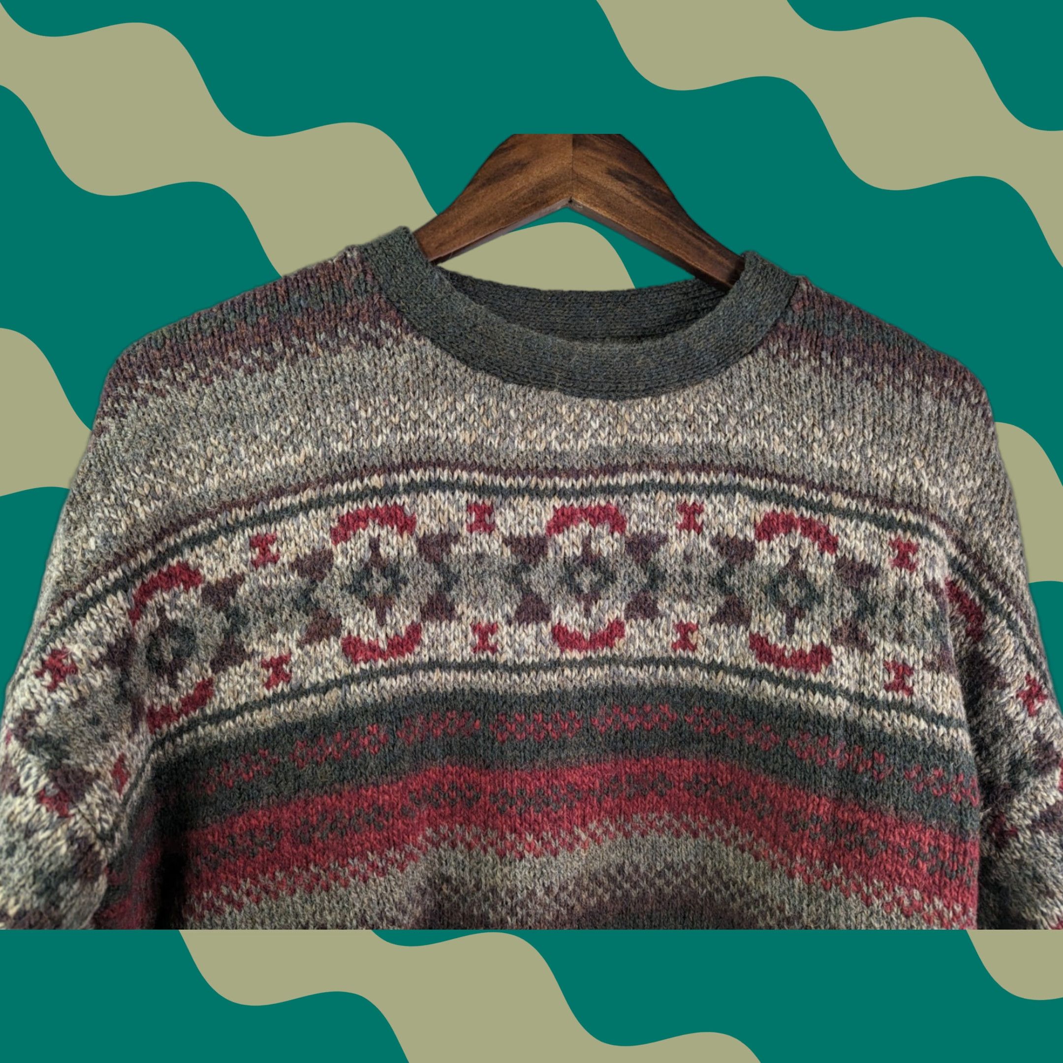 Vintage VINTAGE Woolrich Nordic Fair Isle Crewneck Knit Wool Sweater Pullover Mens Large Size US L / EU 52-54 / 3 - 1 Thumbnail