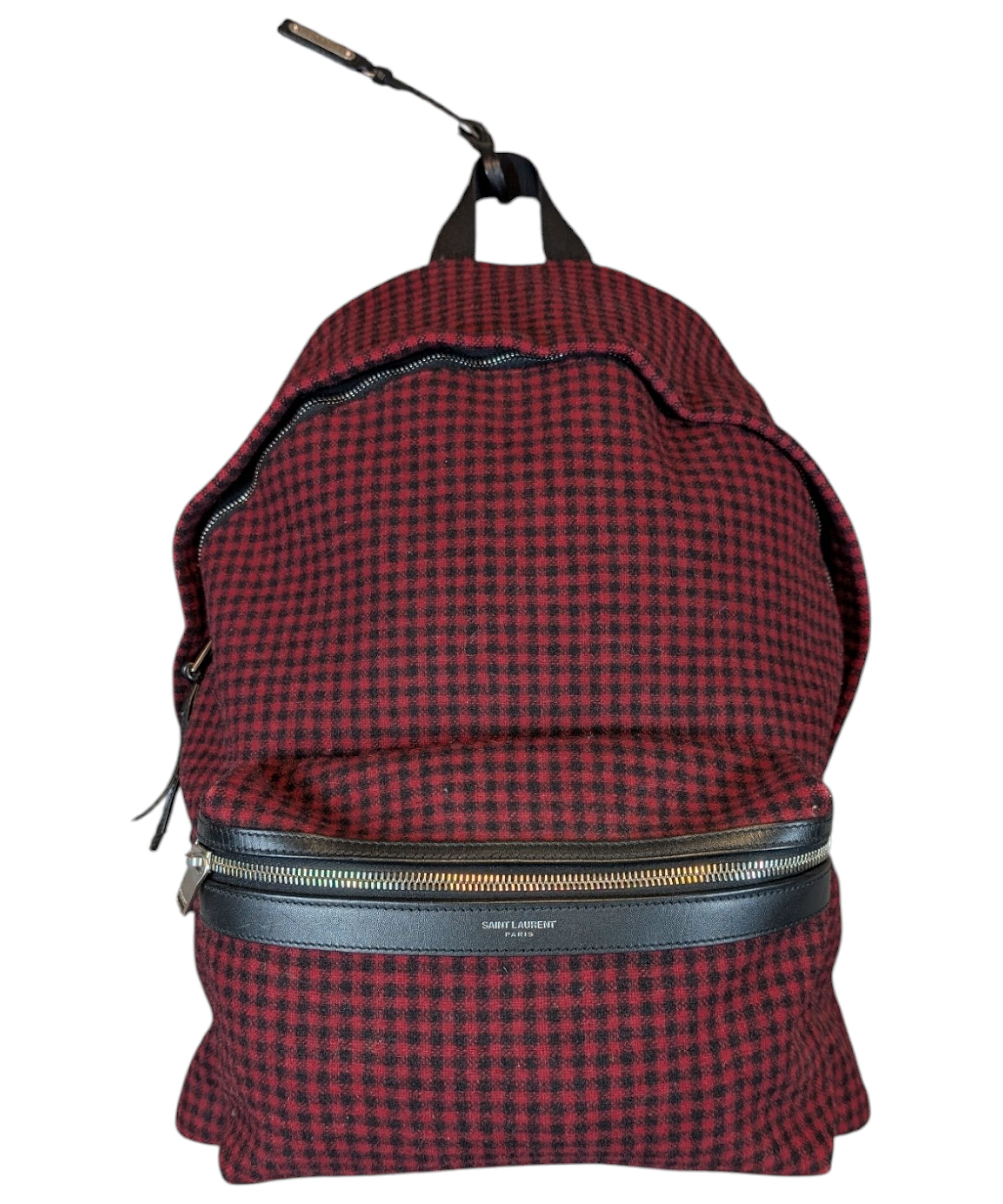 Saint Laurent Paris Saint Laurent City Plaid Red Black Backpack Bag Hedi Slimane Size ONE SIZE - 3 Thumbnail