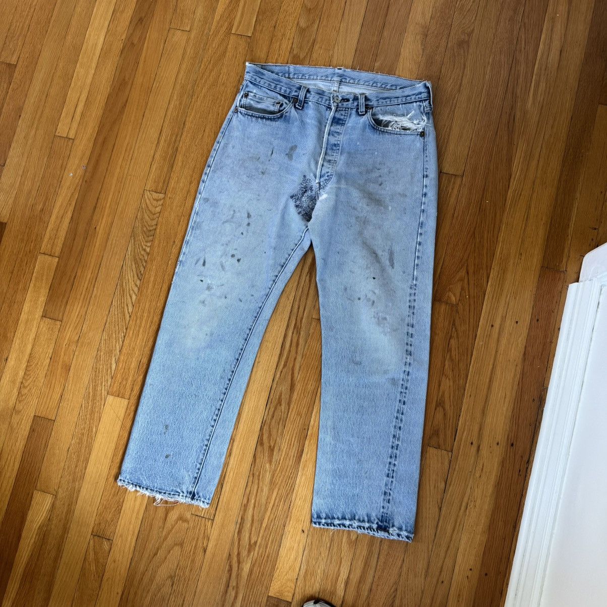 Levi's × Levi's Made & Crafted × Levi's Vintage Clothing REDLINE Vintage Levi’s 501 Thrashed Jeans Size US 34 / EU 50 - 3 Thumbnail