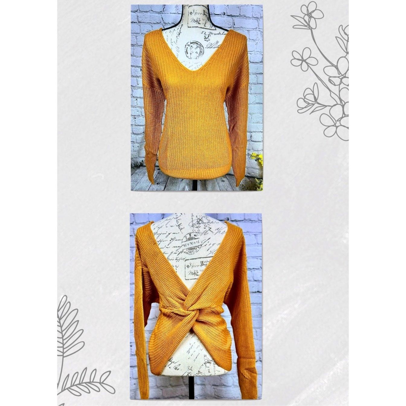 Other Reversible Twisted Knit Long Sleeve Fall Sweater Mustard M Size M / US 6-8 / IT 42-44 - 2 Thumbnail