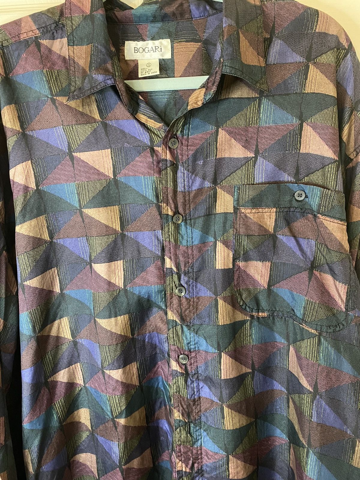 Other × Vintage Vintage Bogari, 100% silk button down, Men’s dress shirt, XL Size US XL / EU 56 / 4 - 5 Thumbnail