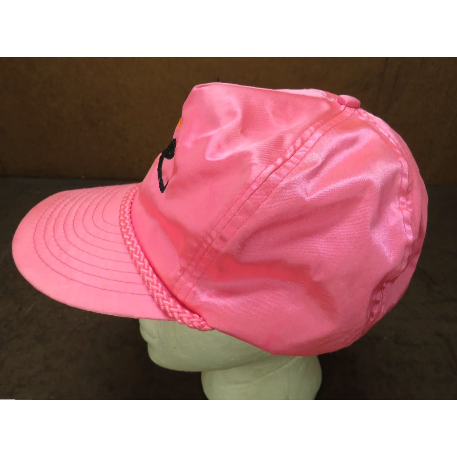 Pinko VTG HaT Trucker Snapback Hat Neon Pink Airplane VTG Learjet Advertising 1990s Multi-Color Casual Mens Womens Boys Girls Size ONE SIZE - 3 Thumbnail