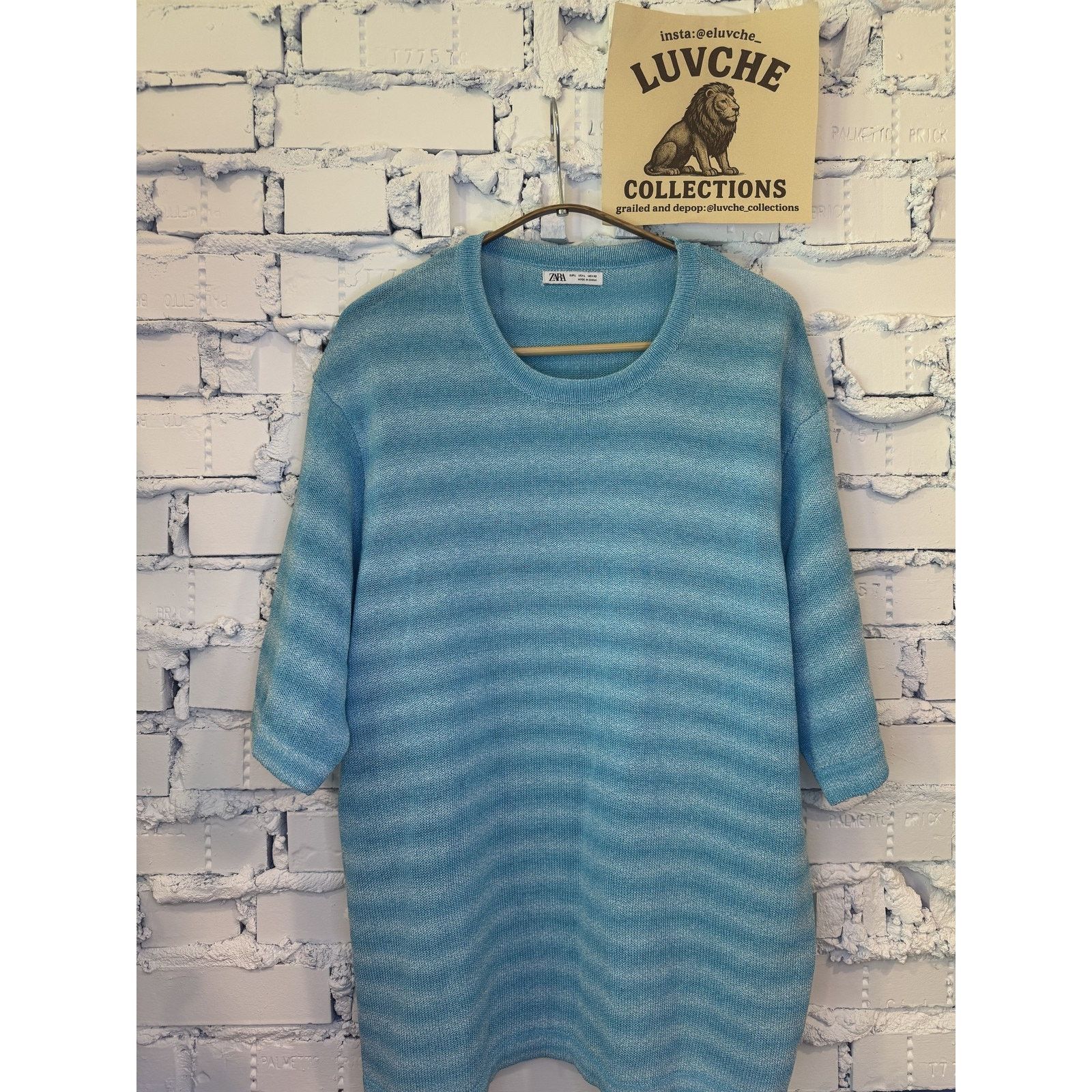 Zara Zara Mens Large Blue Knit Lightweight Short Sleeve Pullover Size US L / EU 52-54 / 3 - 1 Thumbnail