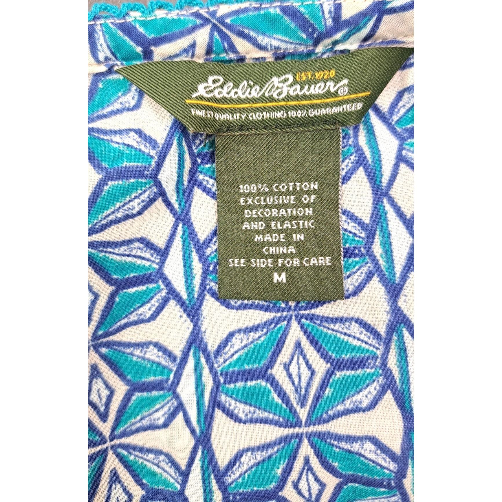 Eddie Bauer Eddie Bauer Blue Teal Geometric Sleeveless V Neck Blouse Top Size M / US 6-8 / IT 42-44 - 2 Thumbnail