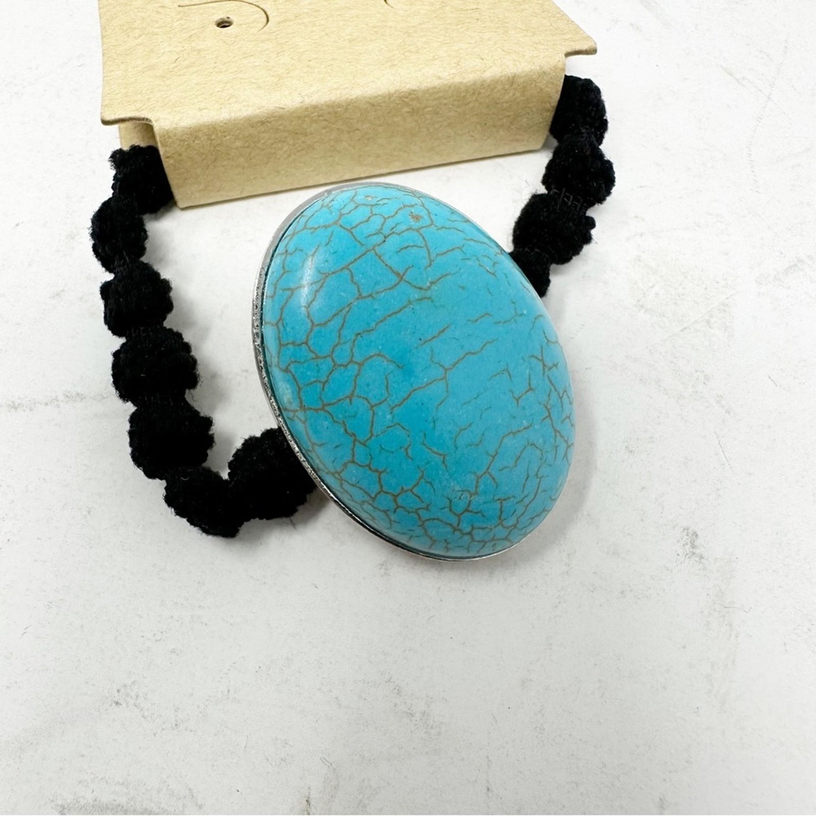 Tibi Western Oval Turquoise Ponytail Holder NWT Size ONE SIZE - 2 Thumbnail