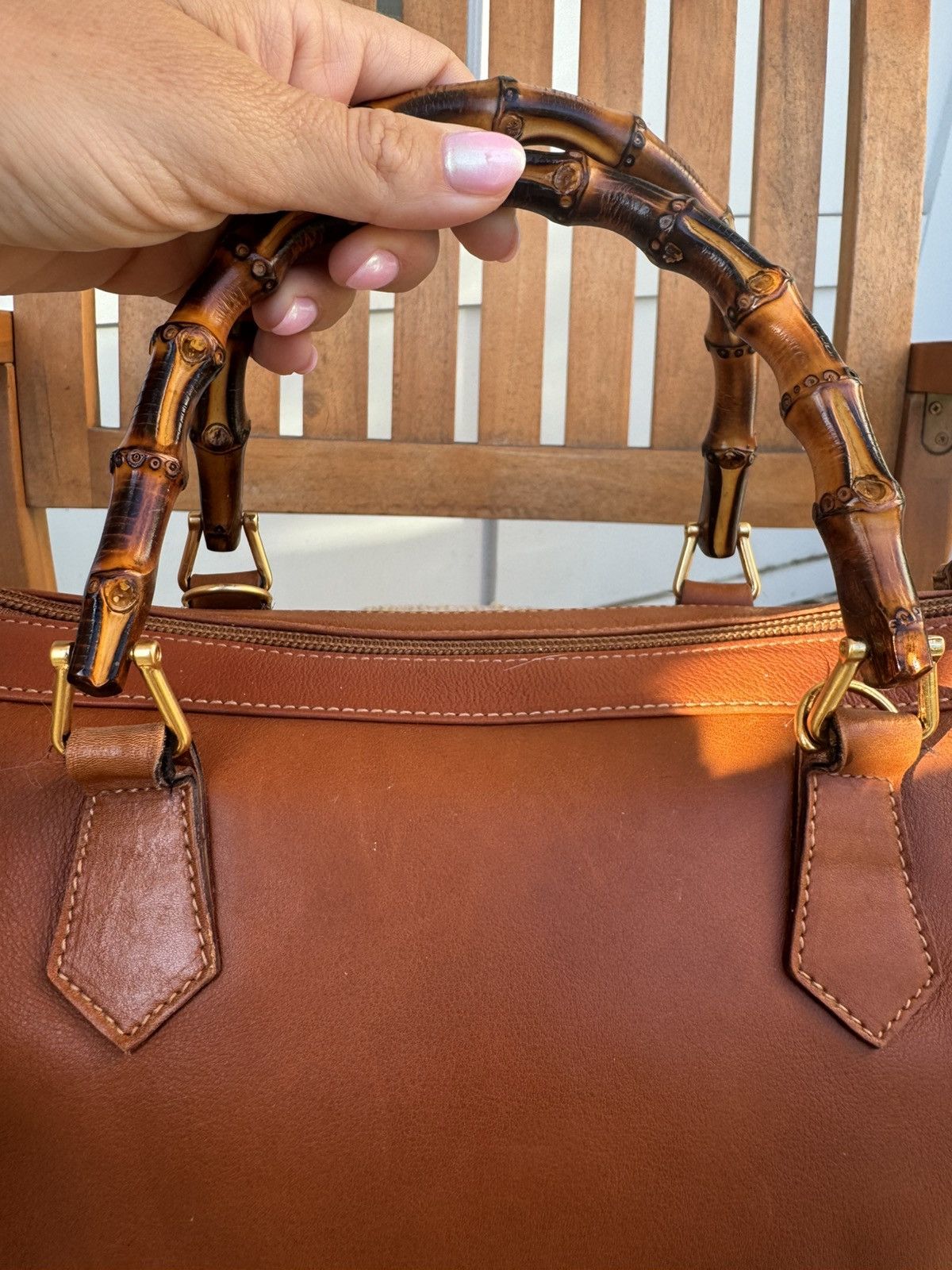 Gucci Gucci Vintage Bamboo Handle Bag - Brown Leather with COA Size ONE SIZE - 15 Thumbnail