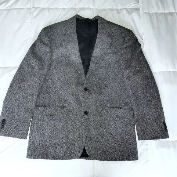 Lands' End Tweed Wool Single-Breasted Blazer Fall Office Travel Winter Size 40R - 2 Thumbnail