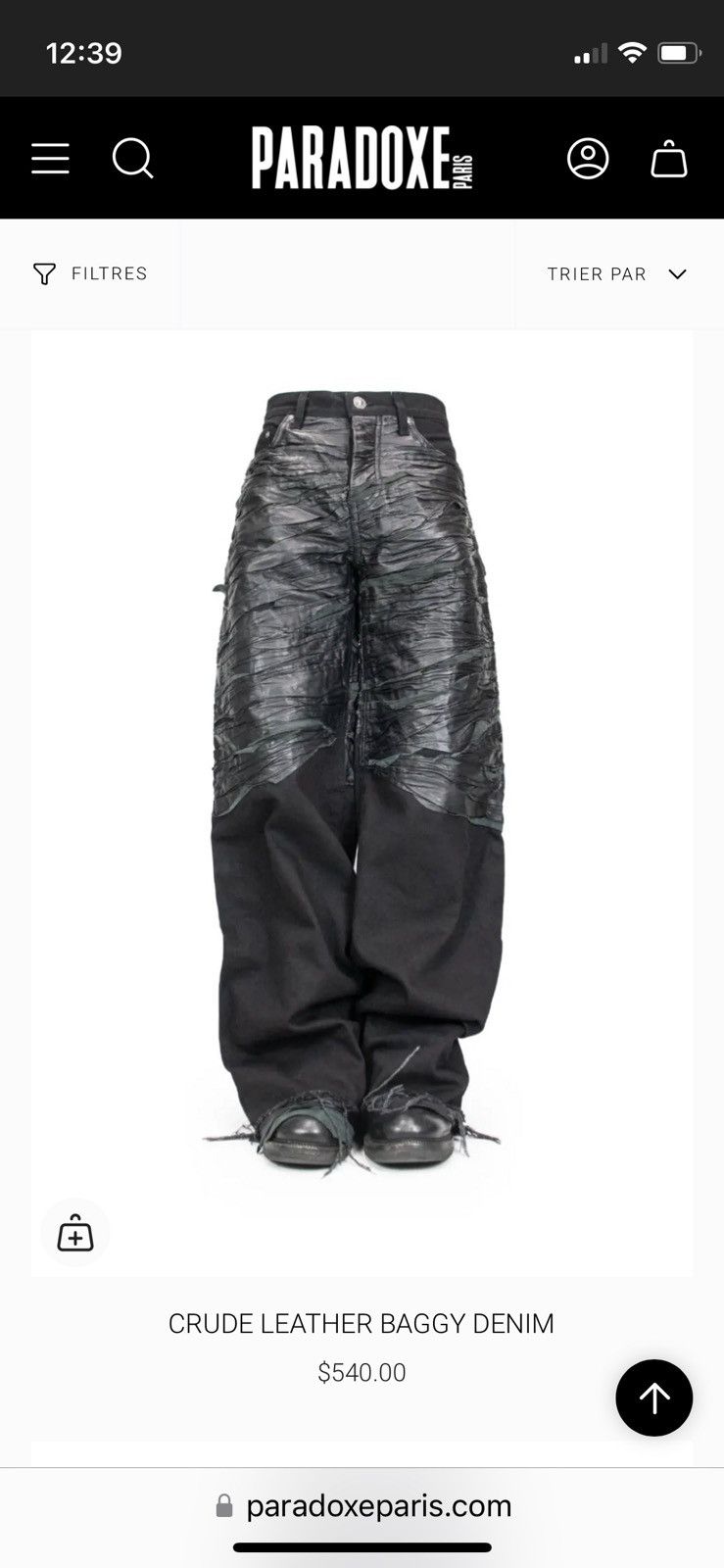 Pradox Paris BIG BAGGY BLACK DENIM us30
