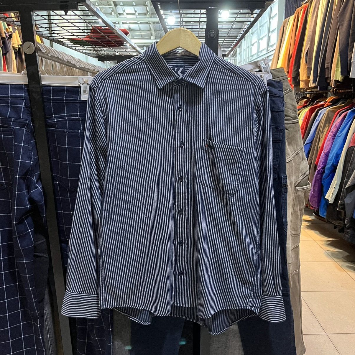 Kansai Yamamoto Vintage Kansai Yamamoto Striped Long sleeve button shirt Size US L / EU 52-54 / 3 - 1 Thumbnail