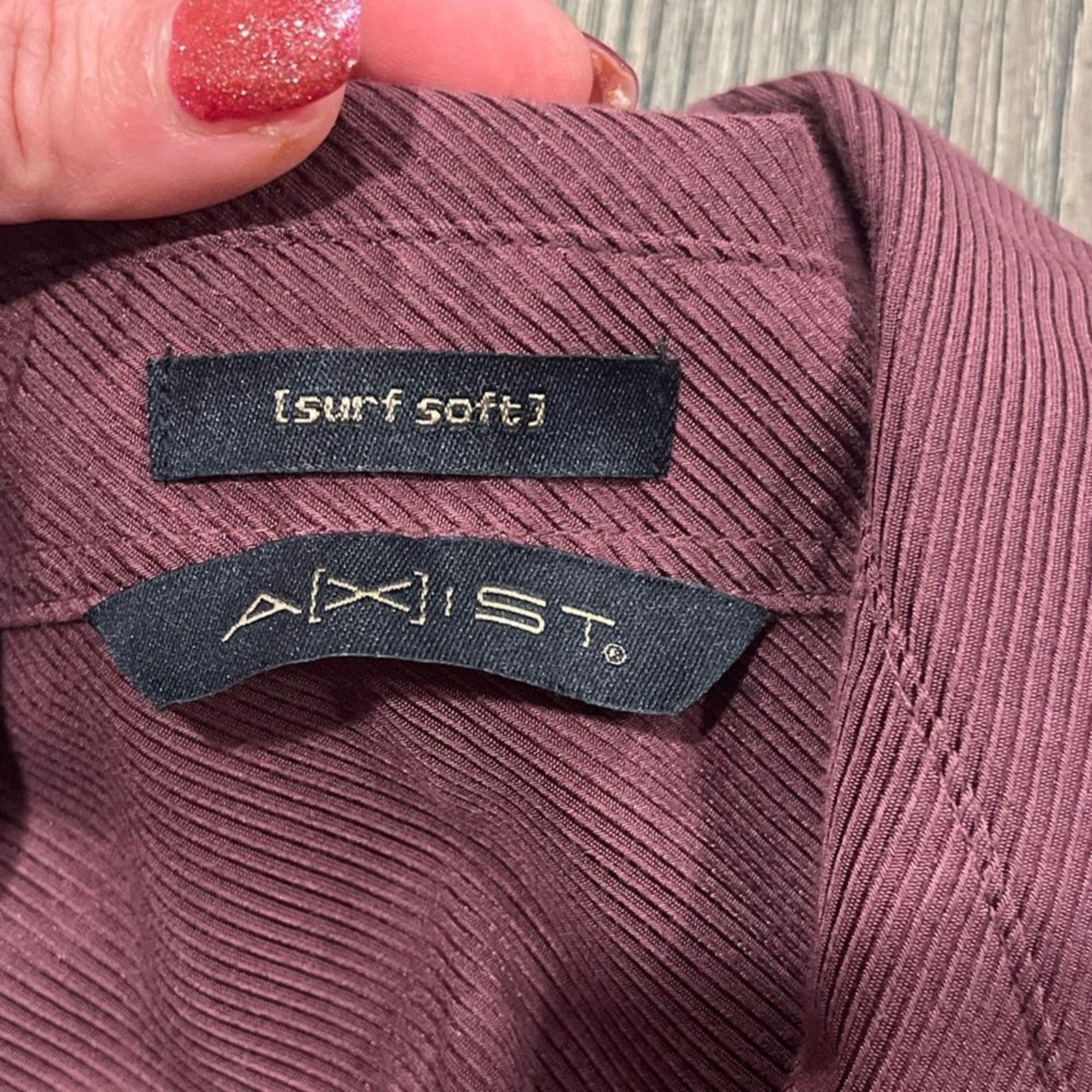 Axist A[x]ist Mens Burgundy Button Front Collared Dress Shirt Sz L Size US L / EU 52-54 / 3 - 6 Thumbnail