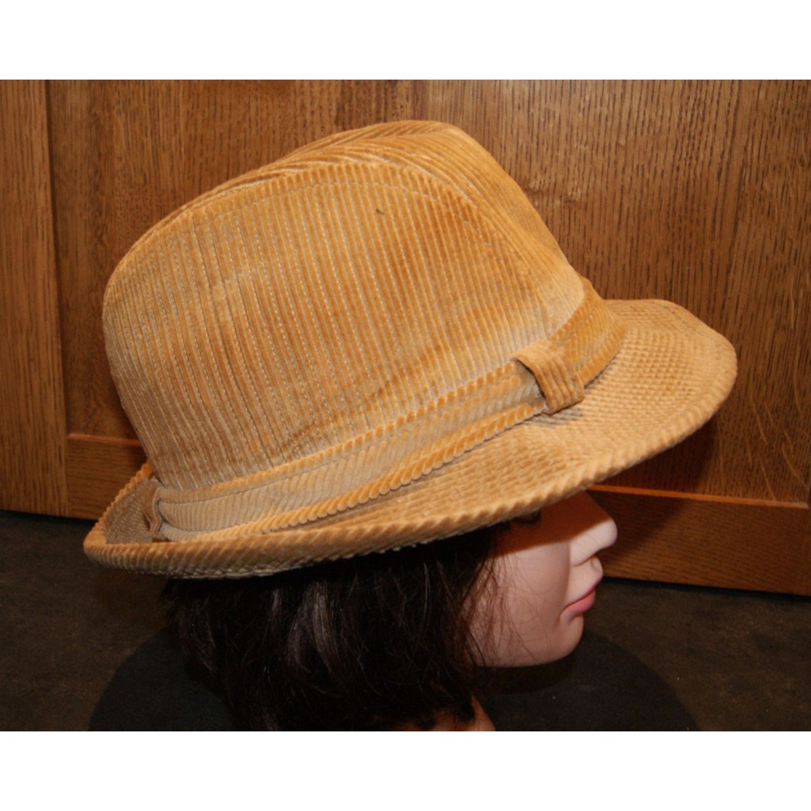 Vintage VTG Dobbs Fifth Avenue Hat Tan Corduroy Feather Fedora Men 7 Size ONE SIZE - 4 Thumbnail