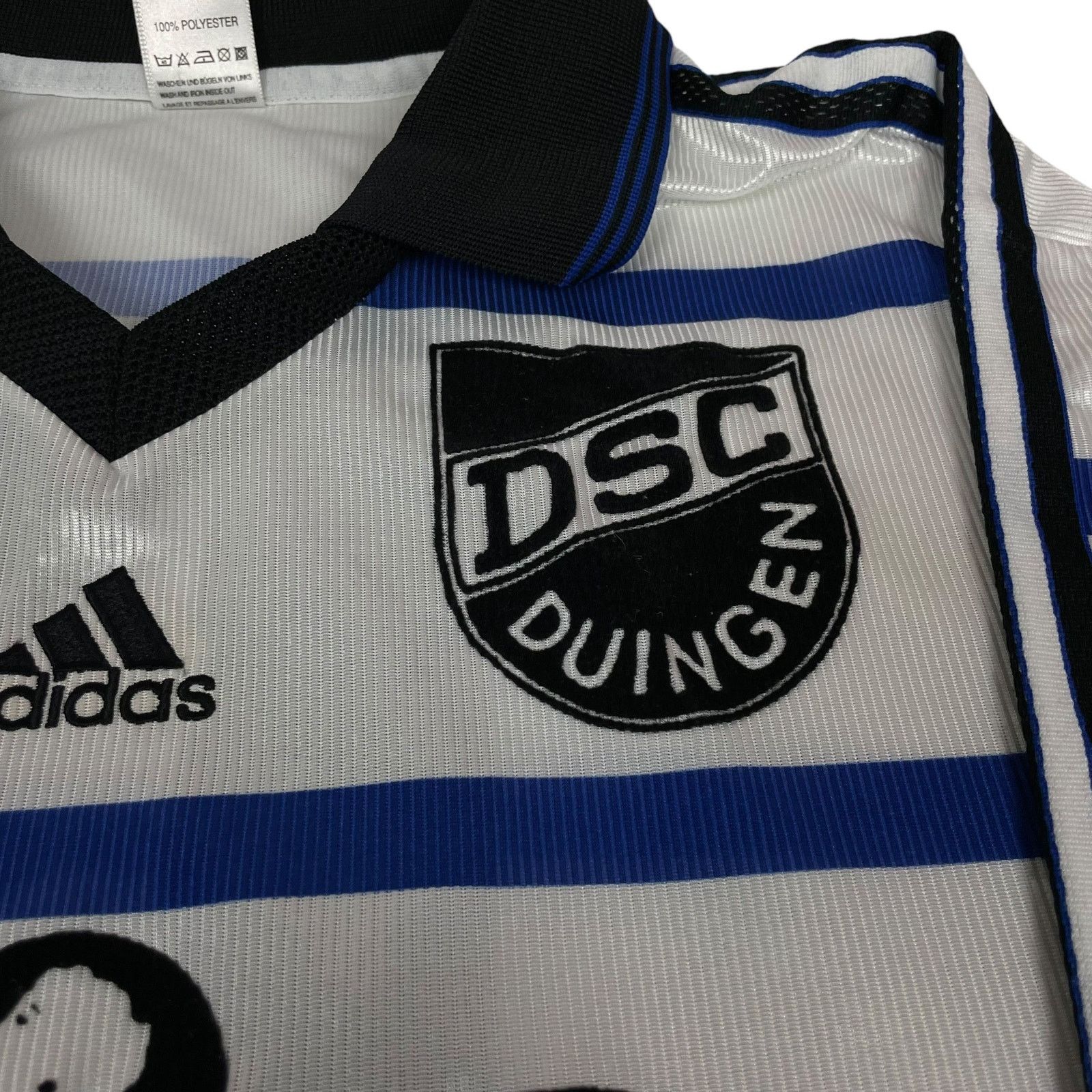 Adidas × Vintage Adidas Mens White Black Stripe Duingen Sports Club Jersey XL Size US XL / EU 56 / 4 - 2 Thumbnail