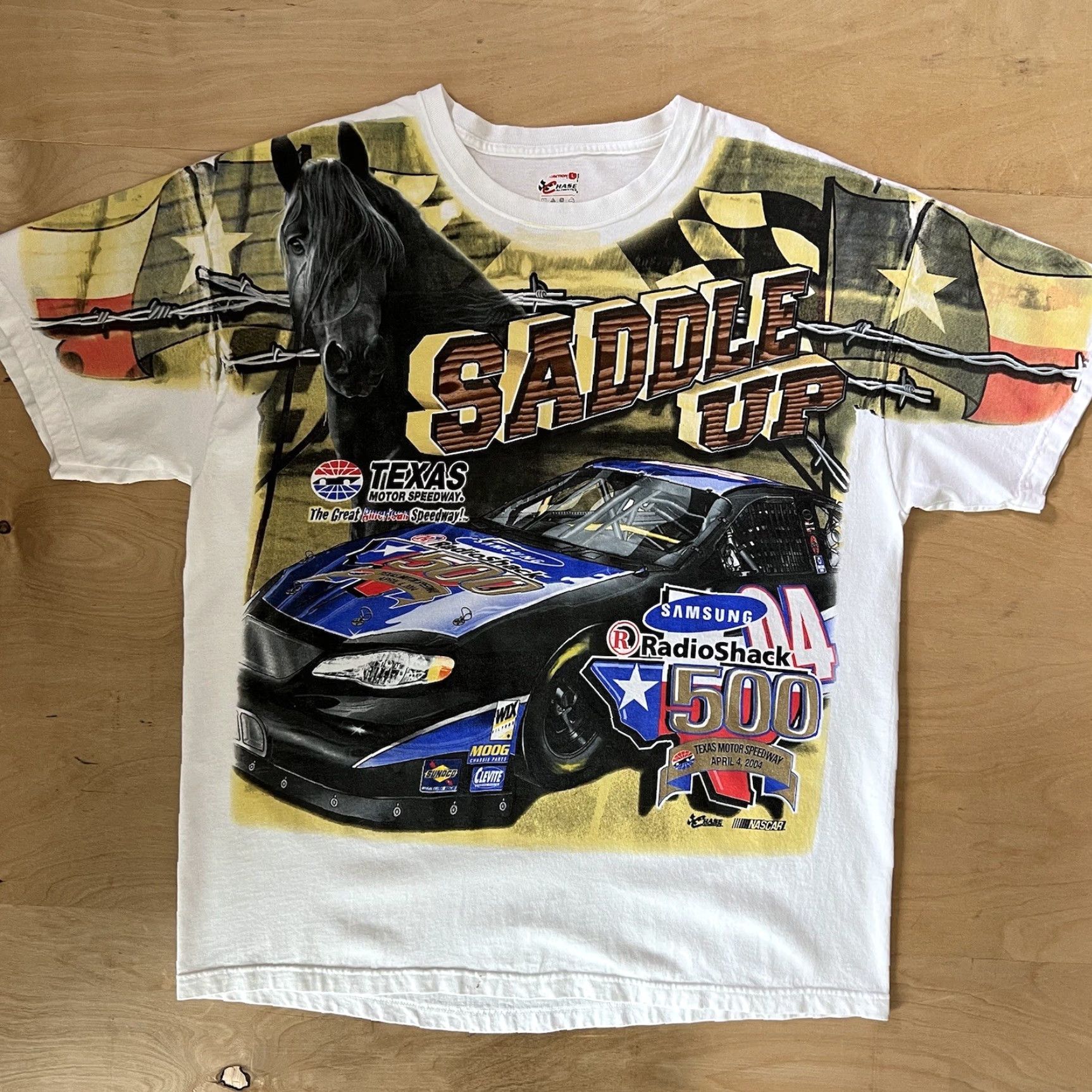 NASCAR Vintage Nascar RadioShack 500 Shirt L White Nascar Shirt Mens 90s Cars USA Print Tee Size US L / EU 52-54 / 3 - 2 Thumbnail