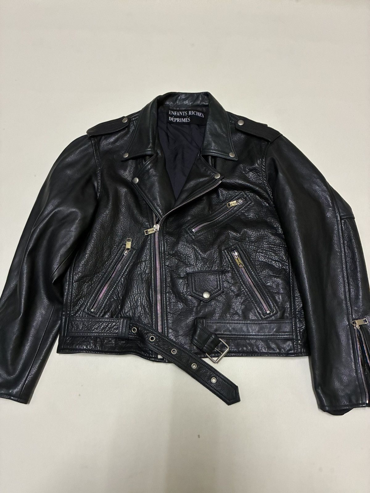 Chess Board Leather Double Rider Jacket