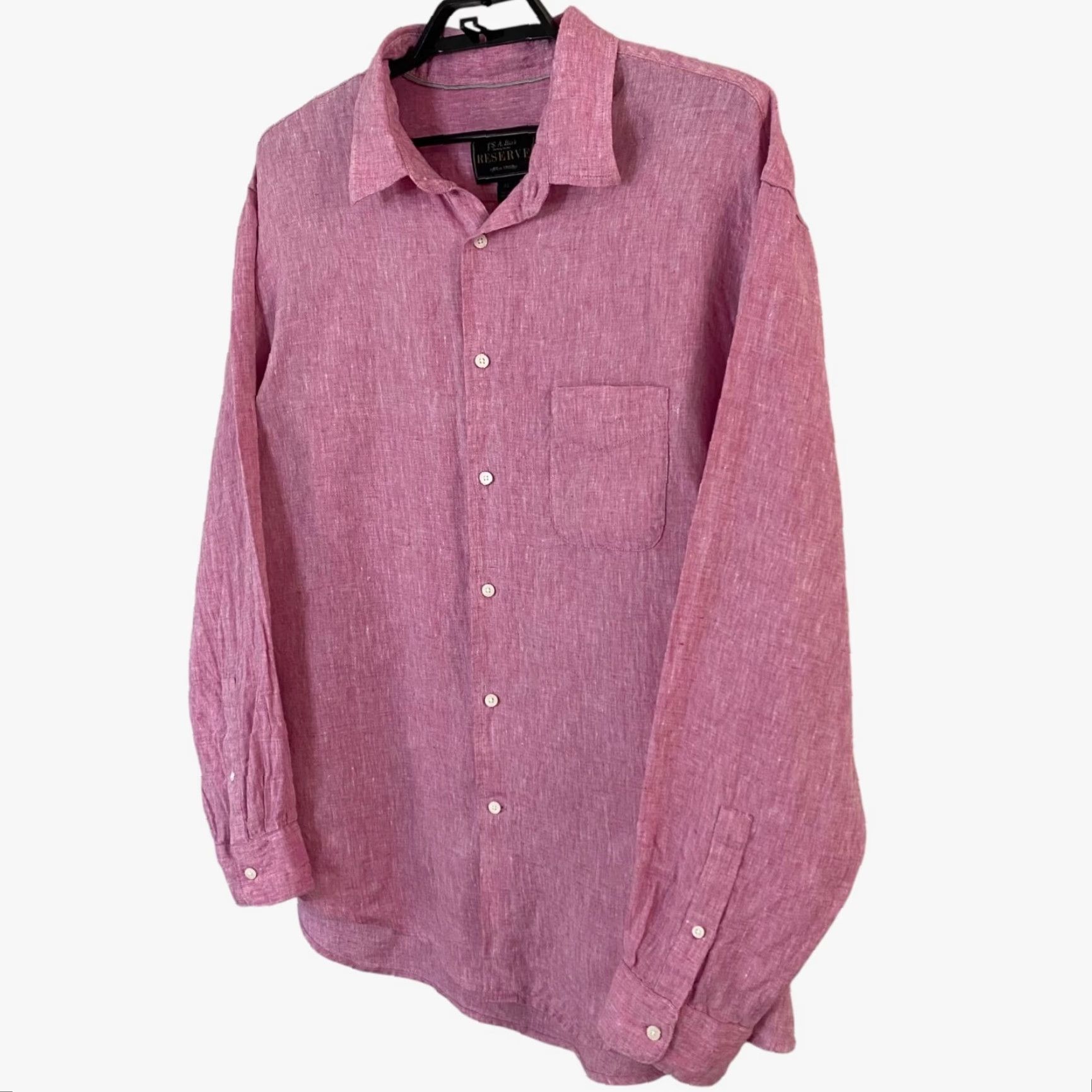 Jos. A. Bank VINTAGE Jos. A Bank Reserve Collection Linen Button-Up Pink Men's XL Long-Sleeve Shirt Size US XL / EU 56 / 4 - 3 Thumbnail