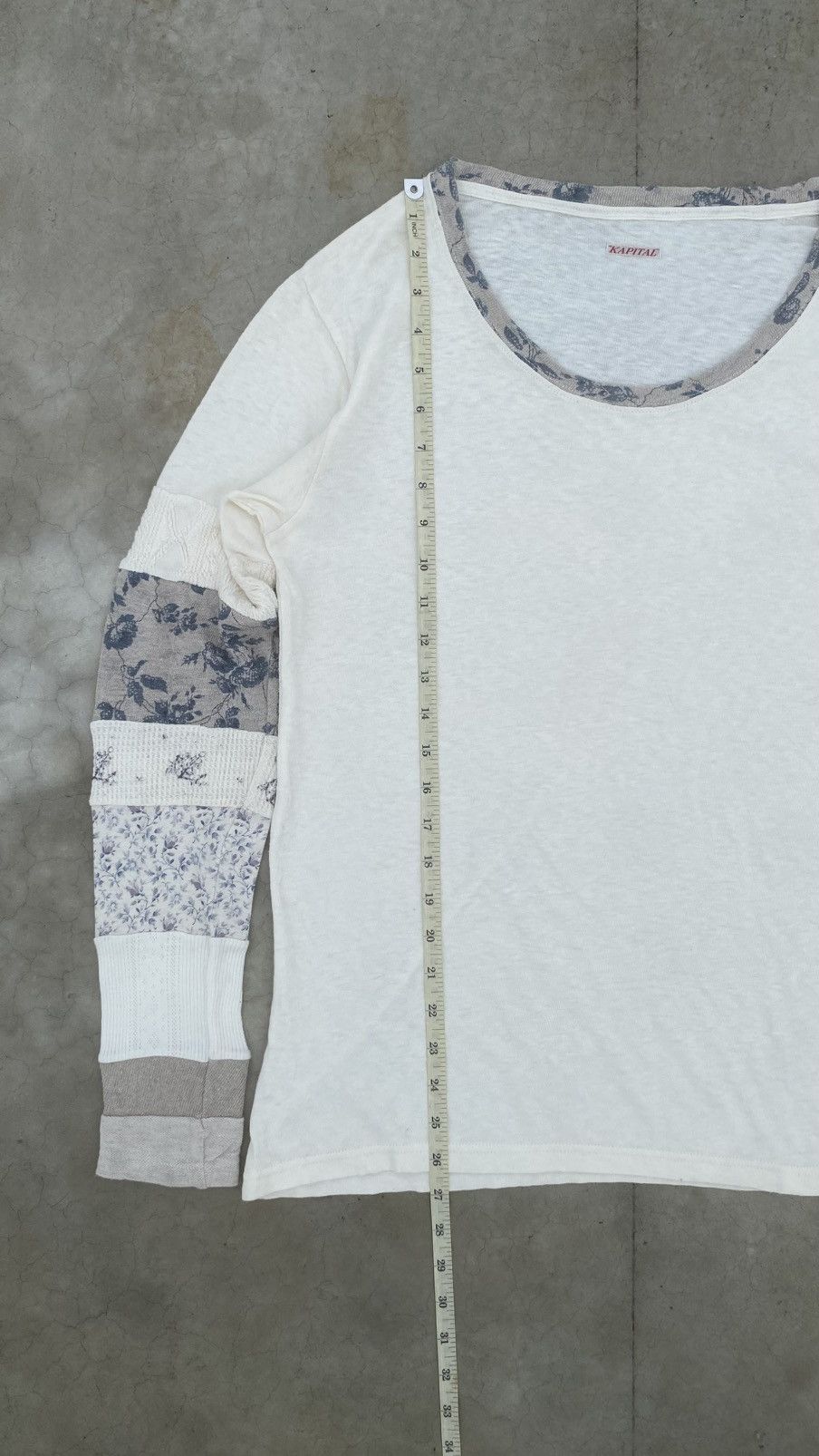 Kapital KAPITAL Asymmetrical Patchwork Long Sleeve T-Shirt Ivory 1 Size US S / EU 44-46 / 1 - 7 Thumbnail