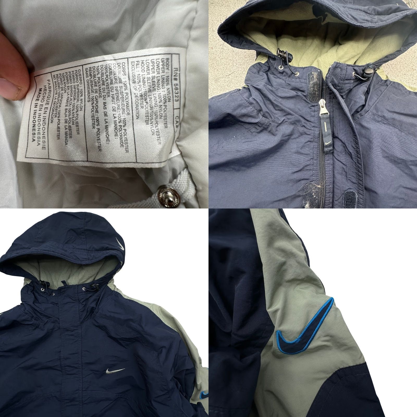 Nike VINTAGE Nike Fleece Lined Nylon Heavy Jacket Mens 2XL Green Navy Full Zip Hooded Parka Size US XXL / EU 58 / 5 - 9 Thumbnail