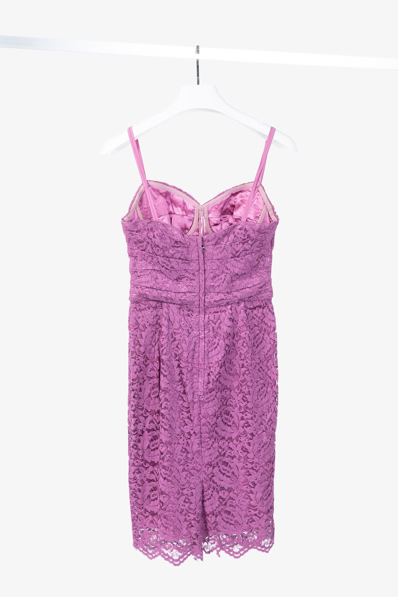 Dolce & Gabbana Dolce & Gabbana Pink Lace-Overlay Silk Strapless Midi Dress Size M / US 6-8 / IT 42-44 - 2 Thumbnail