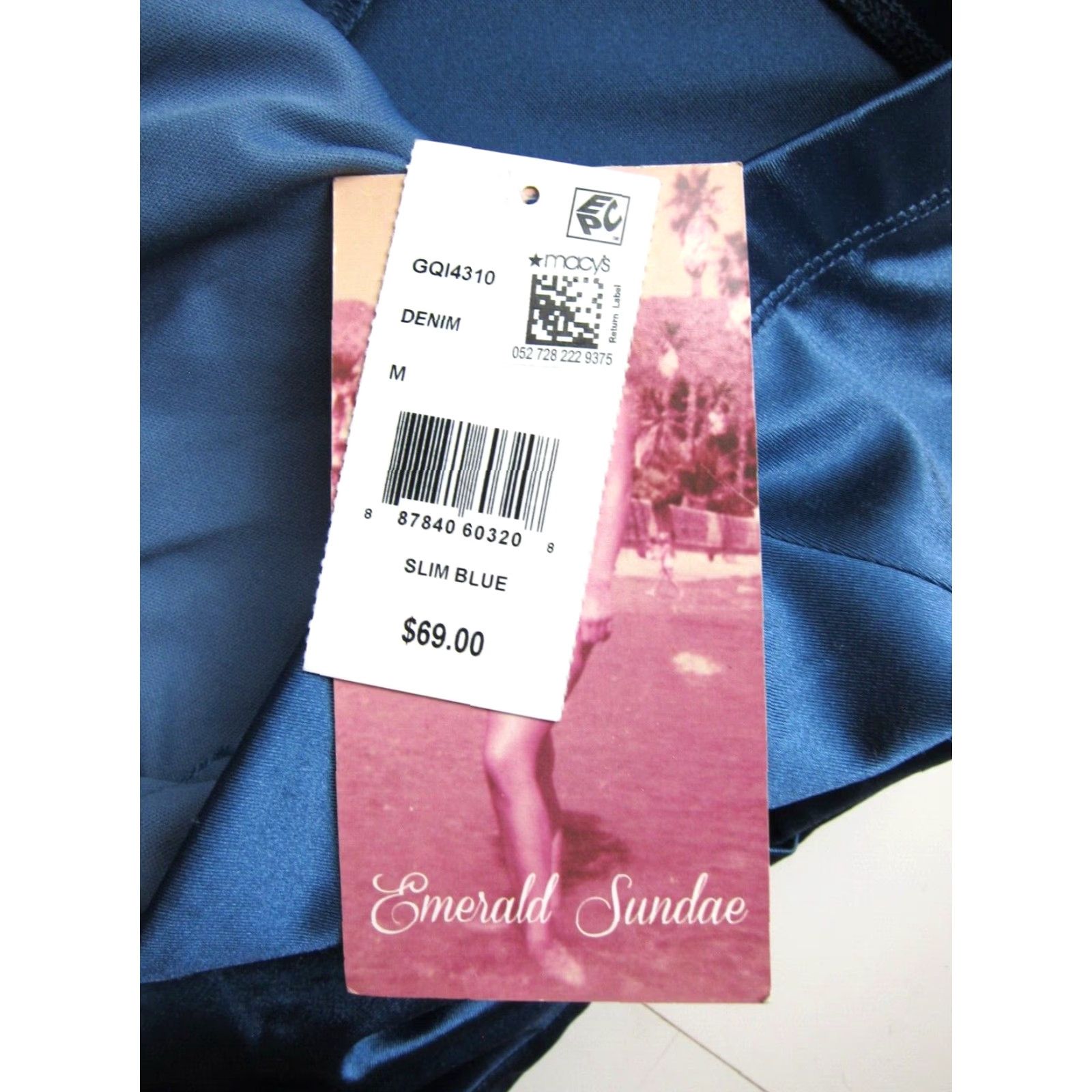 Vintage NWT Emerald Sundae Blue Satin Stretch One Shoulder Ruched Fitted Dress M Size M / US 6-8 / IT 42-44 - 3 Thumbnail