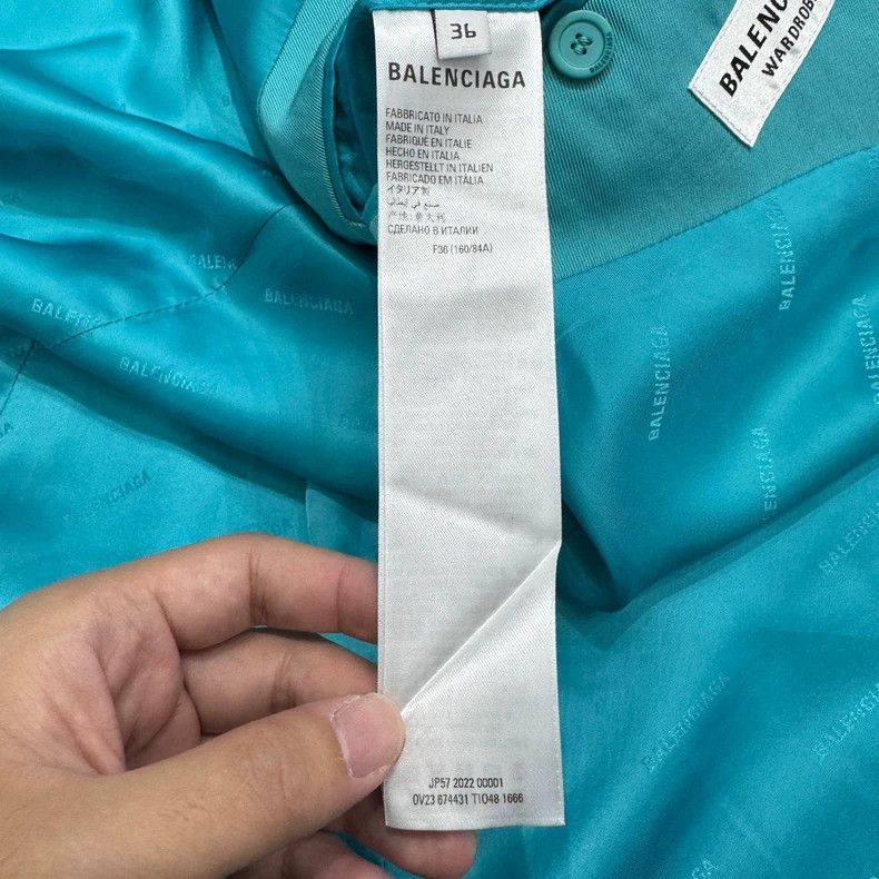 Balenciaga Balenciaga size 36 Teal Pleated Blazer Jacket Size S / US 4 / IT 40 - 6 Thumbnail