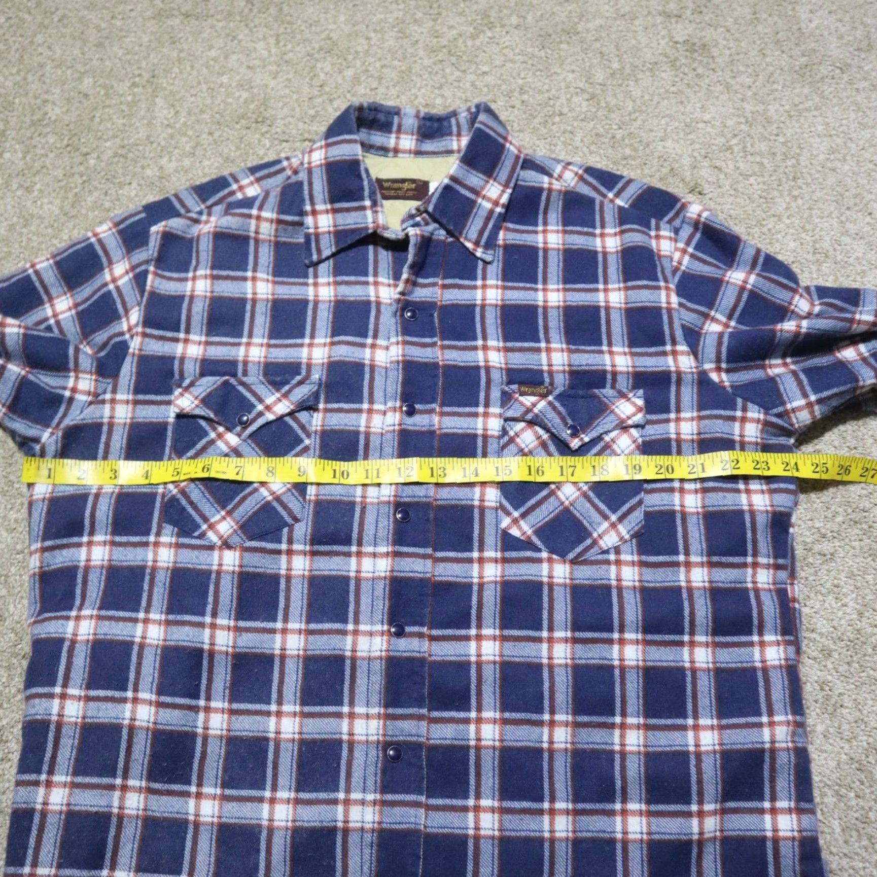 Wrangler VINTAGE Wrangler Coat Shirt Mens Large Blue Plaid Insulated Snap Button 46 Chest Fall Winter Fashion Workwear Size US L / EU 52-54 / 3 - 6 Thumbnail