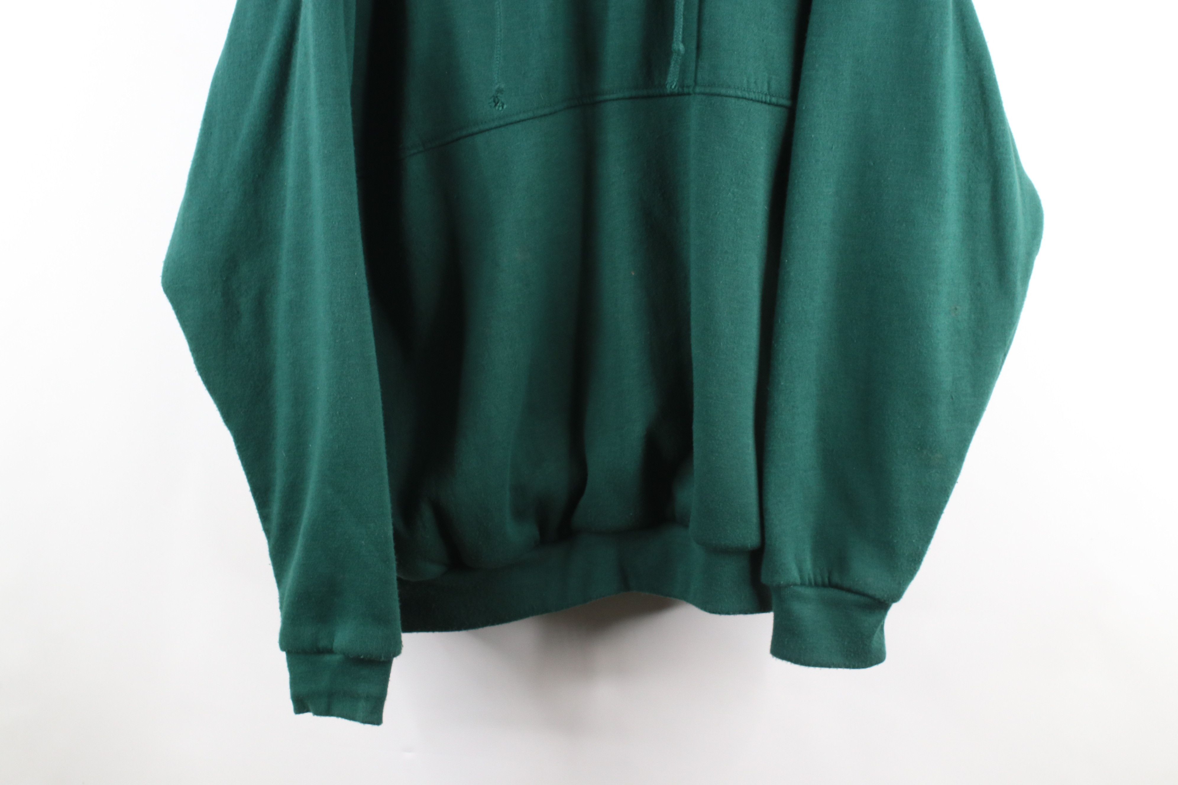 Vintage 90s Streetwear Waffle Knit Lined Hoodie Green