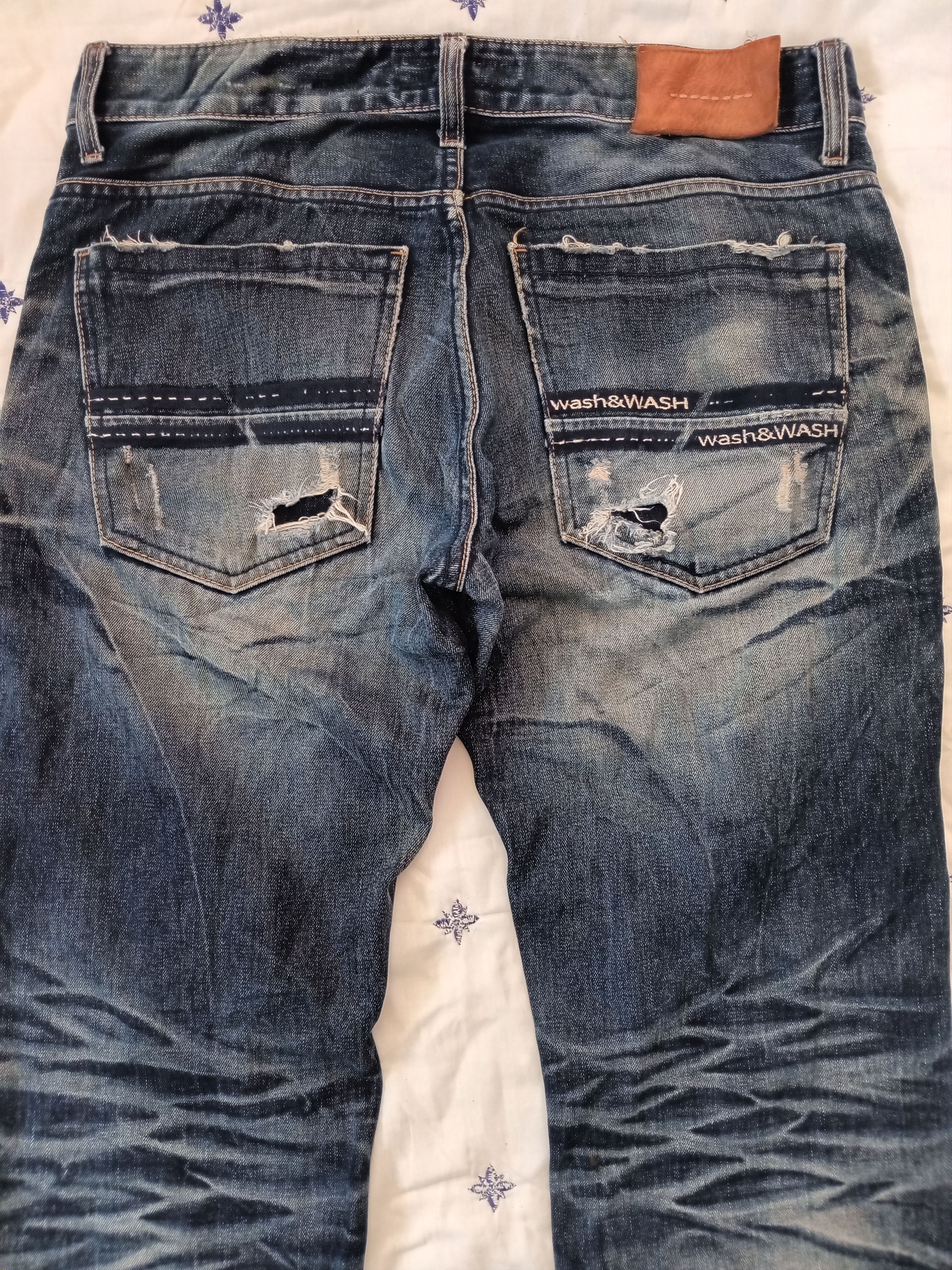 Hysteric Glamour × Japanese Brand 💥RARE💥WASH&WASH Japanese Faded Distressed Ripped Jeans Size US 33 - 12 Thumbnail
