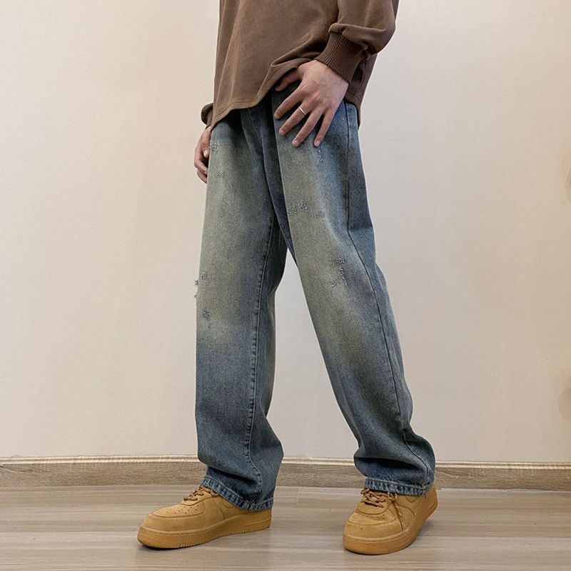 Japanese Brand Men's American Retro Washed Distressed Straight-Leg Jeans Size US 32 / EU 48 - 1 Thumbnail