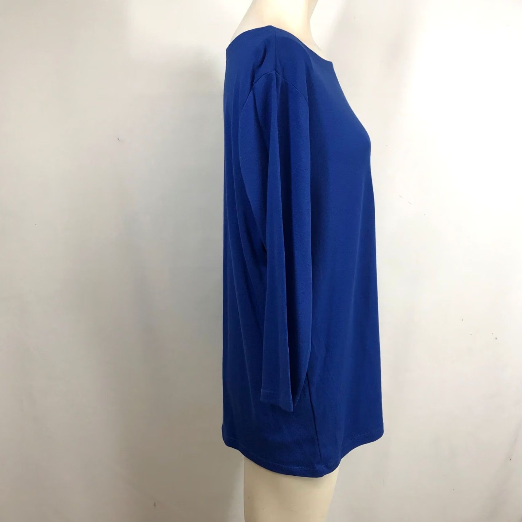 Vintage Chico's Piper Boat Neck Top Blue Jay 3/4 Sleeve Cotton Knit Size XL New Womens Shirt Casual Workwear Travel Lightsweight Breathable Solid Size XL / US 12-14 / IT 48-50 - 4 Thumbnail
