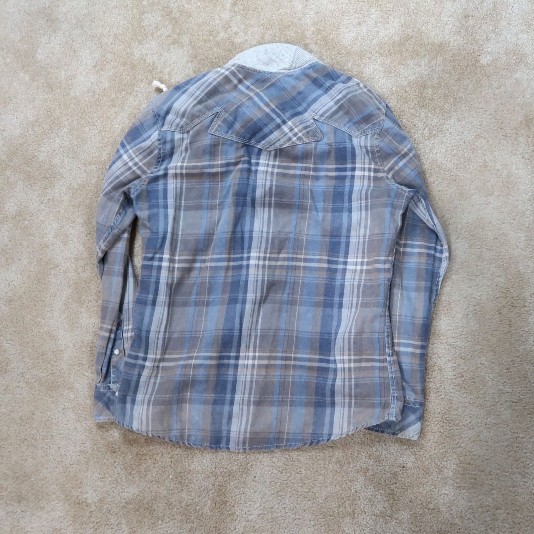 Vintage VINTAGE Buckle Button-Up Shirt Men Large Long Sleeve Plaid Hooded Athletic Fit Blue Size US L / EU 52-54 / 3 - 7 Thumbnail