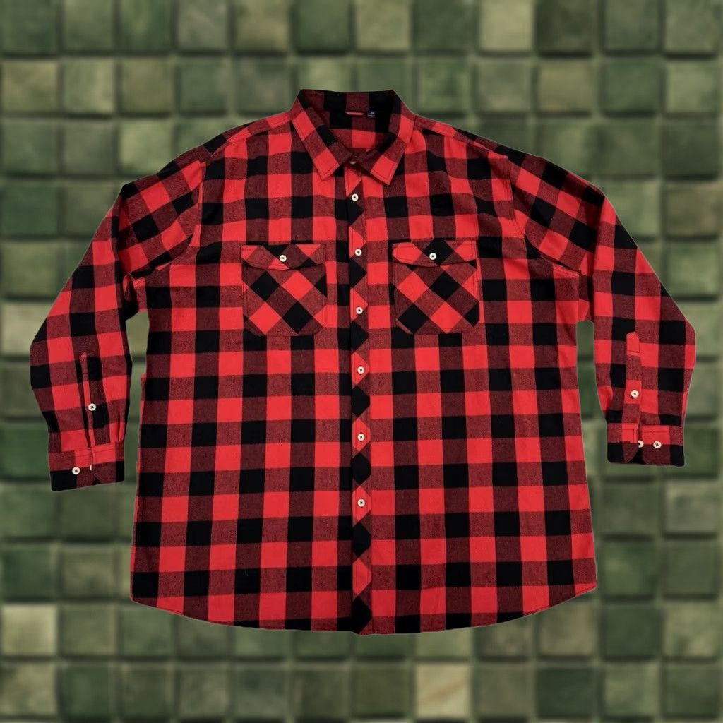Vintage Western Red Black Buffalo Plaid Flannel Shirt Men 3XL Long Sleeve Button-Up Size US XXL / EU 58 / 5 - 1 Thumbnail