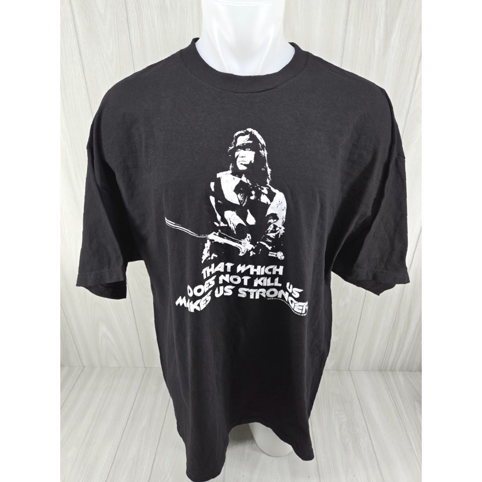 Barbarian Conan Barbarian Does Not Kill Makes Us Stronger Mens Shirt Schwarzenegger 3XL Black Cotton Jersey Logo Graphic Print Crew Neck T-Shirt Adult Mens Size US XXL / EU 58 / 5 - 2 Thumbnail