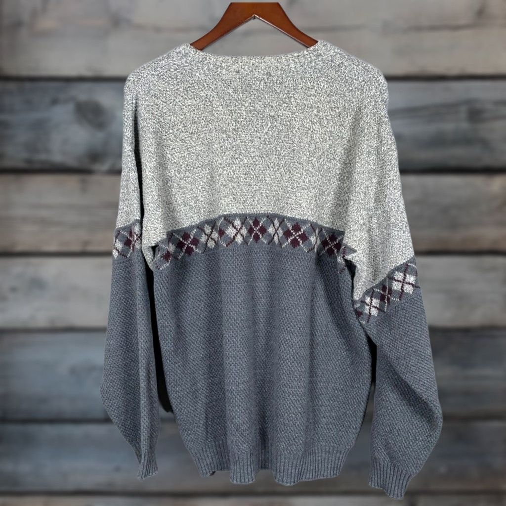 Vintage VINTAGE Towncraft Sweater Casual Knitt XL Gray Diamond Pattern USA Made Knit Crew Neck Mens XL Pullover 90s Retro Size US XL / EU 56 / 4 - 1 Thumbnail