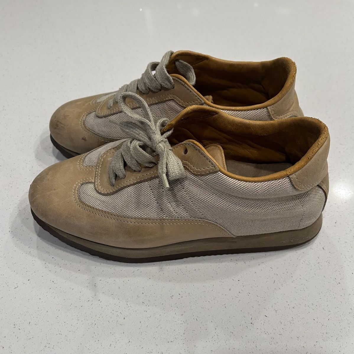 Vintage 1980’s Hermès Leather & Canvas Sneakers Size 38